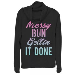 Толстовка с хомутом и рисунком «Messy Bun Getting It Done» для юниоров