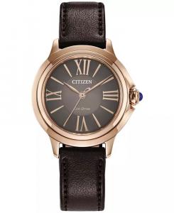 Женские часы Eco-Drive Ceci Brown Apple с кожаным ремешком, 34 мм Citizen
