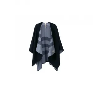 Burberry Женская шерстяная клетчатая пончо-накидка черная, Black