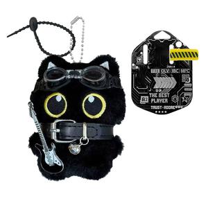 AIZIYUO Плюшевый кулон Healing Punk Cool Black Cat Playing Guitar высотой 10,5 см