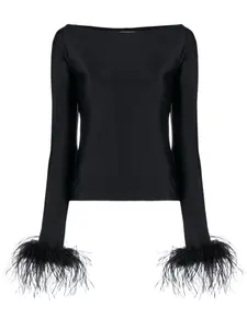 Топ с длинными рукавами и перьями Atu Body Couture, черный