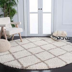 Ковер SAFAVIEH, 214 x 214 см, Hudson Shag Collection, круглый, цвет ivory/beige, артикул SGH222A, современный ромбовидный узор, без линьки, для гостиной или спальни