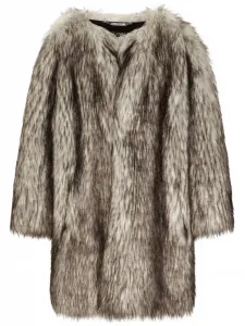 Однобортная шуба из искусственного меха Dolce & Gabbana, нейтральный