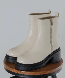 Ботинки на платформе с каблуком 7,5 см и боковой молнией 9125 Liberty Doll, цвет Ivory