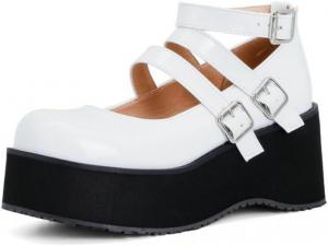 LokoLucx Эмо обувь на платформе Y2K грундж черные туфли на каблуке, широкие боевые милые комфортные ботинки с металлическими подвесками для женщин и девочек-подростков, массивные готические панк kawaii ретро подарки для дочери, внучки, к школе, из кожи