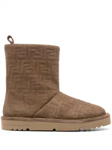 Жаккардовые ботинки с логотипом ff FENDI, коричневый