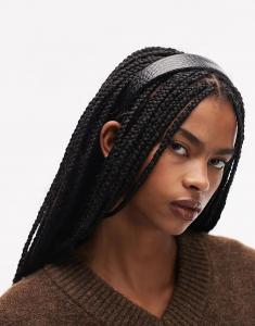 Повязка на голову ARKET из крокодиловой кожи черного цвета