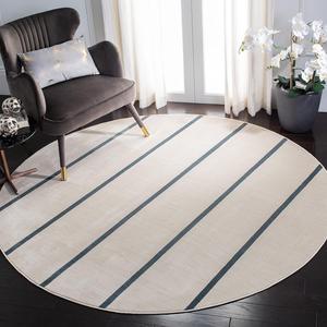 Ковер SAFAVIEH, 201 x 201 см, коллекции Orwell, круглый, Ivory & Navy, современный полосатый дизайн, без линьки и простой в уходе, идеален для помещений с высокой проходимостью в гостиной, спальне (ORW391A)