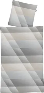 Постельное белье из сатина Мако - коричневый - серый - 135 x 200 см - хлопок - на молнии Irisette GmbH & Co. KG