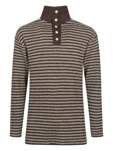 Полосатый свитер Luther с высоким воротником на пуговицах Namacheko, коричневый