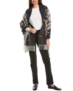 Накидка из кашемира и шерсти с принтом «Конный спорт» от La Fiorentina La Fiorentina, серый