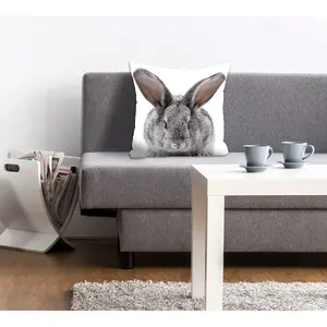 Декоративная подушка queence Sixten с пушистым кроликом Queence, Grau + bedruckt