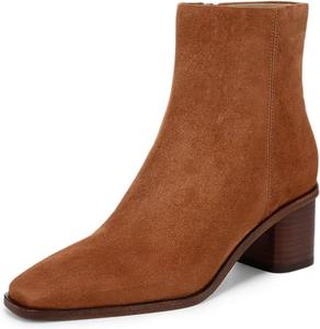 Женские ботильоны Tang'scuisins с закрытым носком квадратной формы, массивным каблуком, зимние короткие ботинки с боковой молнией, нарядная и офисная обувь, размер 4-16 US, Brown