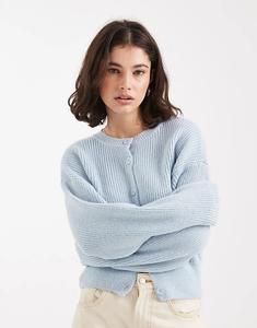 Вязаный кардиган ASOS DESIGN с рукавами-коконами светло-голубого цвета