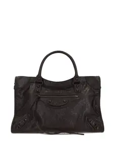 Сумка-тоут Le City с заклепками Balenciaga, коричневый