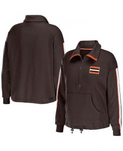 Женский коричневый топ с полумолнией в полоску с логотипом Cleveland Browns WEAR by Erin Andrews, коричневый