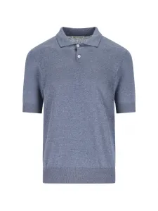 Рубашка-поло на пуговицах Brunello Cucinelli, синий