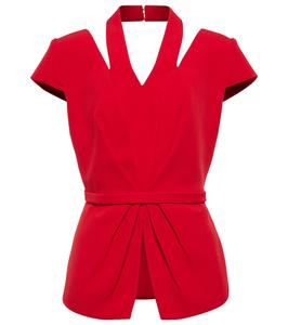 Топ Ramona из крепа с вырезом халтер и вырезом Safiyaa, Cherry Red