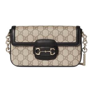 GUCCI Миниатюрная кожаная сумка через плечо с конской удилой