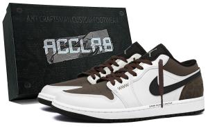 Jordan Кроссовки Air 1 Lightweight Height Increasing Low top Vintage Basketball Shoes Men's Black Brown