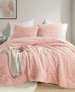 Комплект постельного белья Avril из 2 предметов: пушистое ребристое плюшевое одеяло, размер Twin/Twin XL 510 Design, розовый