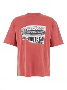 Футболка с принтом Off-White, красный