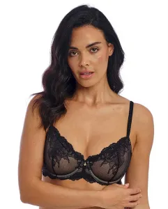 Бюстгальтер-балконет с косточками, эластичный с цветочным кружевом Wacoal, черный