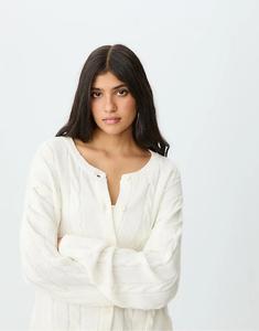 Кардиган Stradivarius с косами на пуговицах цвета экрю