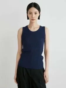 Топ в рубчик из смесовой шелковой ткани Miesrohe, цвет Nvy[089]