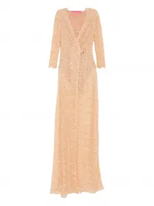 Кружевное платье макси Miau By Clara Rotescu, бежевый