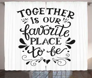 Штора ABAKUHAUS Деревенская пословица, Семейные поговорки о любви как искусство, присборенная тесьма для спальни с петлями и крючками, 280 x 225 см, цвет: антрацит, серый, белый Abakuhaus