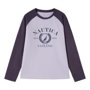 Лонгслив футболка осень подростки NAUTICA, светло-фиолетовый