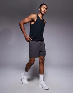 4505 Мягкие тренировочные шорты Yoga длиной 5 дюймов с карманами на молнии гранитно-серого цвета