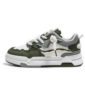 JKEM Износостойкие легкие дышащие нескользящие мужские скейтерские кеды Low Top без подкладки бело-зеленые, цвет White Green Unlined