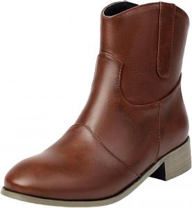 Женские короткие ботинки с массивным низким каблуком-трапецией, ботильоны с заостренным носком в стиле вестерн для повседневной носки и активного отдыха Generic, Coffee