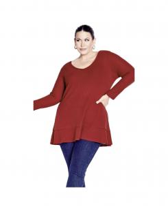 Женская туника с вафельной оборкой AVENUE, Ruby