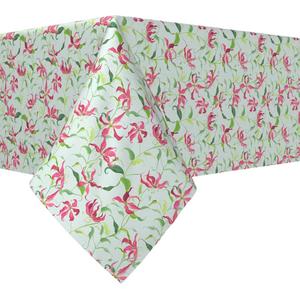 Квадратная скатерть, 100% полиэстер, 60x60 дюймов, цветы и листья огненной лилии.