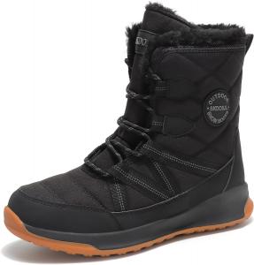 Женские зимние ботинки TSIODFO для улицы, водонепроницаемые с меховой подкладкой для холодной погоды, Black