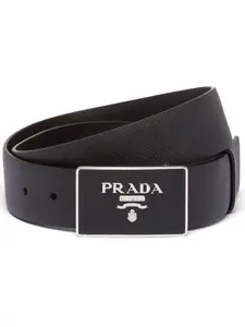 Ремень с пряжкой-логотипом Prada, черный