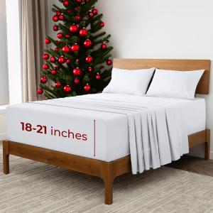 Mellanni Комплект постельного белья California King, 4 предмета, из коллекции гостиничного уровня, ультрамягкое, охлаждающее, устойчивое к смятию, выцветанию и пятнам, белый