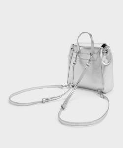 Рюкзак Blaise с передним карманом и затягивающимся шнурком Charles & Keith, цвет Silver
