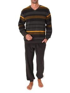 NORMANN Пижамный комплект с длинными рукавами из эластичной махровой ткани с манжетами, оранжевый