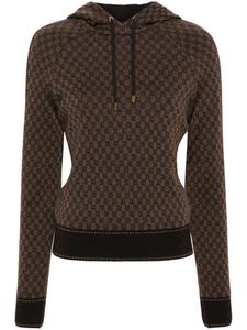 Balmain шерстяное худи с монограммой PB, коричневый