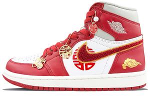 Кроссовки Air Jordan 1 Vintage Basketball Shoes Women's High-Top Red/Gold, красный/белый/золотой