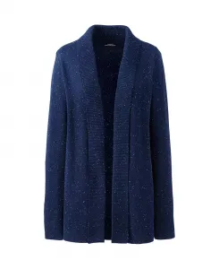 Плюс сайз кардиган из хлопка и модала с воротником шаль Lands' End, серый