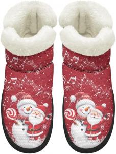 Сапоги KEIAHUAN EIAHUAN для женщин с меховым воротником, зимние теплые противоскользящие ботинки, удобные для улицы, Santa Claus Snowman