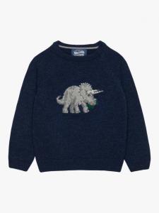 Детский джемпер с трицератопсом Trotters, Denim Blue Marl