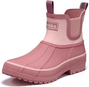 Женские резиновые ботинки HISEA Duck Chelsea, водонепроницаемые короткие садовые ботинки для улицы и грязи, Hawthorn Red