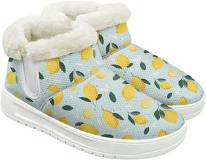 Женские зимние ботинки JoyLamoria с фруктовым принтом, пушистые, короткие, с утолщенной подошвой, модные для походов и активного отдыха на улице, Lemon Print