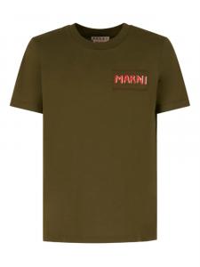 Футболка с нашивкой-логотипом Marni, зеленый
